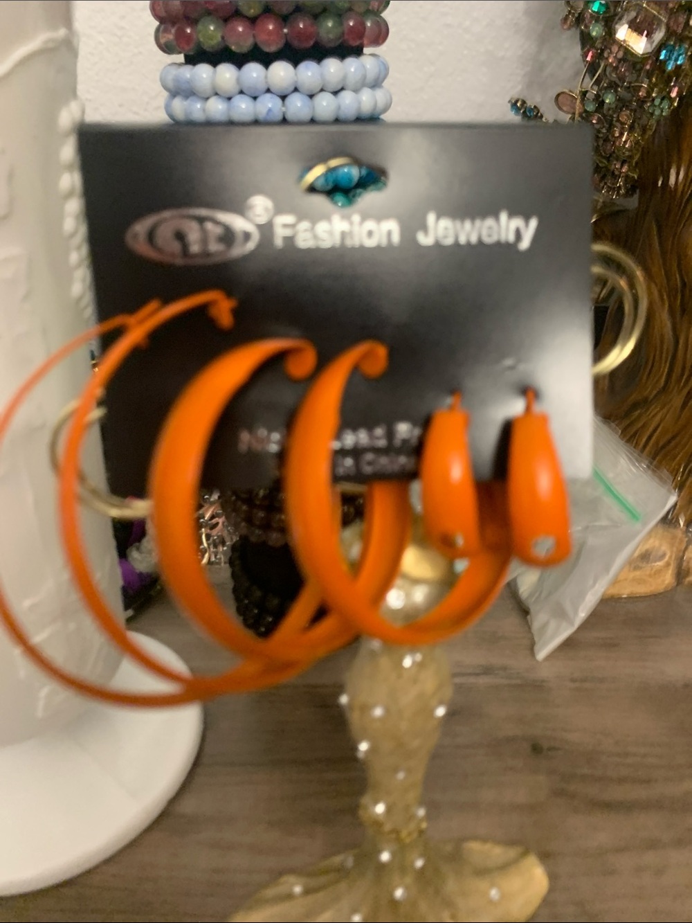 Fashion Jewelry Bright Orange Hoop Earring Set - Trio